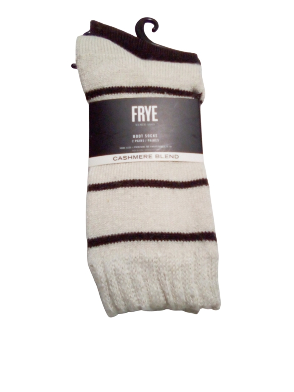 FRYE Women's Cashmere Blend Boot Socks 2 Pair Pack Shoe Size 5-10 Solid Stripe